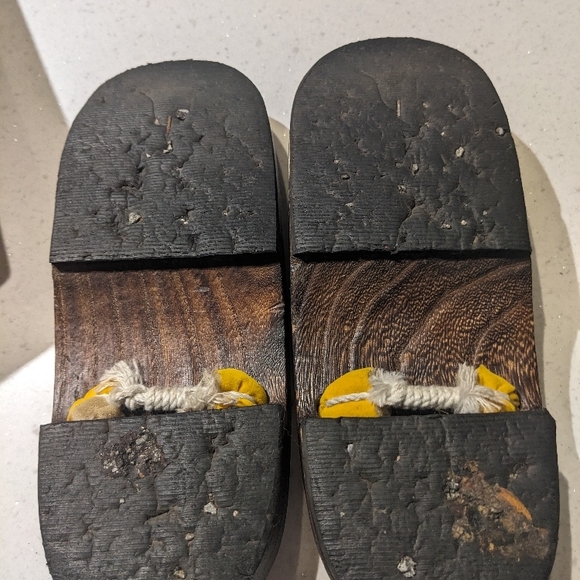 Wooden Sandals with Yellow Straps - Picture 2 of 4